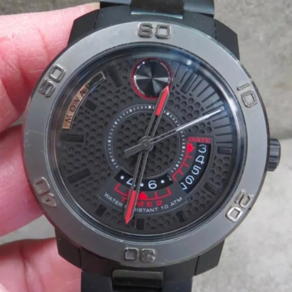 Movado Black and Red Dial Men's Watch